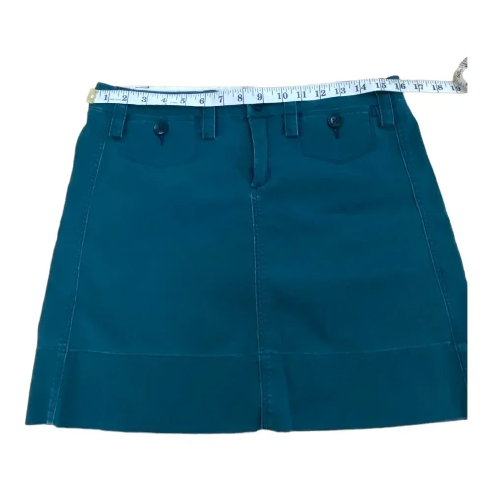 Anthropologie Paperboy Dark Teal Turquoise Skirt 4 Cotton Stretch - Picture 6 of 8